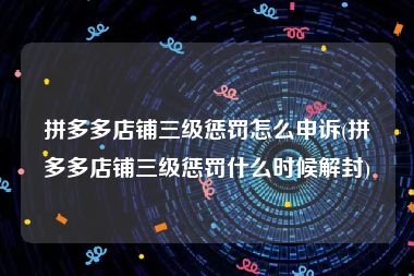 拼多多店铺三级惩罚怎么申诉(拼多多店铺三级惩罚什么时候解封)