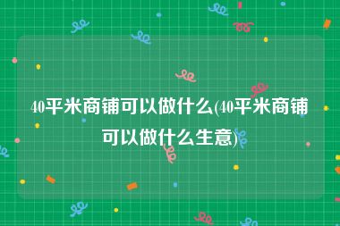 40平米商铺可以做什么(40平米商铺可以做什么生意)