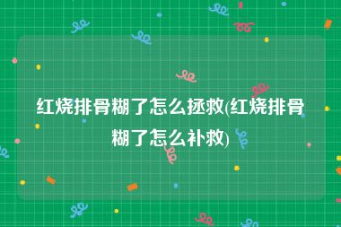 红烧排骨糊了怎么拯救(红烧排骨糊了怎么补救)