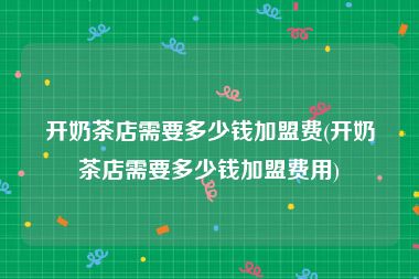 开奶茶店需要多少钱加盟费(开奶茶店需要多少钱加盟费用)
