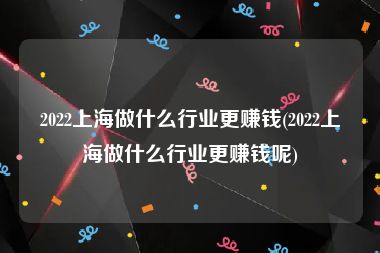 2022上海做什么行业更赚钱(2022上海做什么行业更赚钱呢)