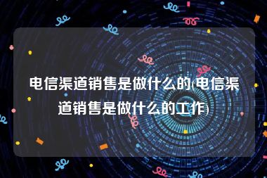 电信渠道销售是做什么的(电信渠道销售是做什么的工作)