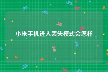 小米手机进入丢失模式会怎样