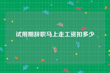 试用期辞职马上走工资扣多少