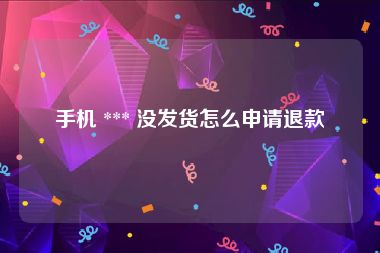手机 *** 没发货怎么申请退款
