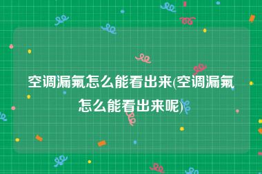 空调漏氟怎么能看出来(空调漏氟怎么能看出来呢)