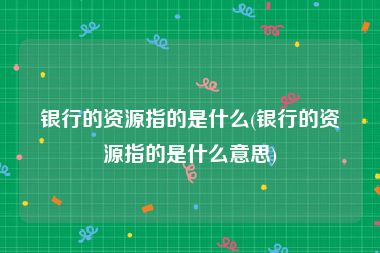 银行的资源指的是什么(银行的资源指的是什么意思)