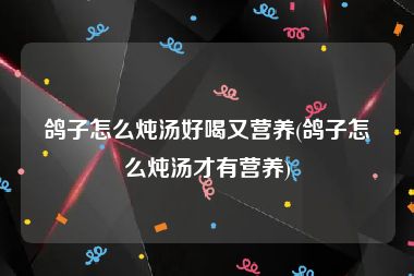 鸽子怎么炖汤好喝又营养(鸽子怎么炖汤才有营养)