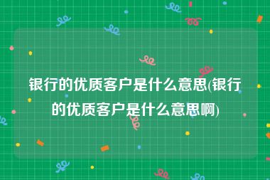 银行的优质客户是什么意思(银行的优质客户是什么意思啊)