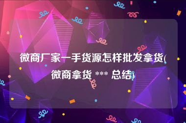 微商厂家一手货源怎样批发拿货(微商拿货 *** 总结)