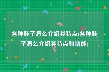 各种鞋子怎么介绍其特点(各种鞋子怎么介绍其特点和功能)