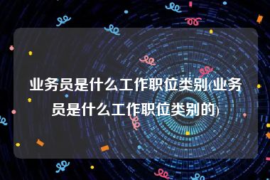 业务员是什么工作职位类别(业务员是什么工作职位类别的)