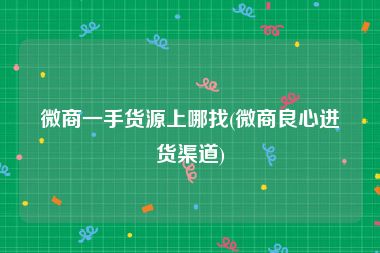 微商一手货源上哪找(微商良心进货渠道)