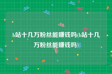 b站十几万粉丝能赚钱吗(b站十几万粉丝能赚钱吗)