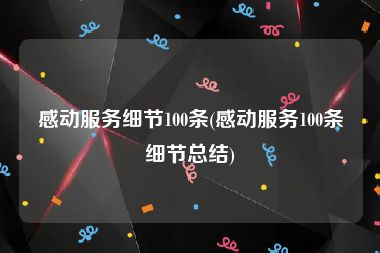感动服务细节100条(感动服务100条细节总结)