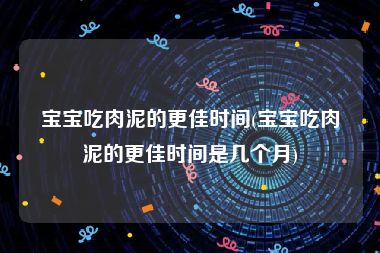 宝宝吃肉泥的更佳时间(宝宝吃肉泥的更佳时间是几个月)