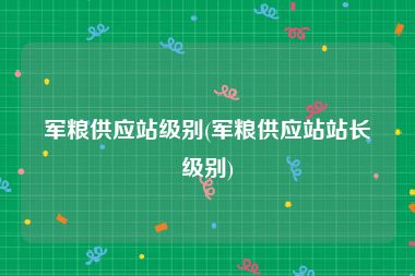 军粮供应站级别(军粮供应站站长级别)