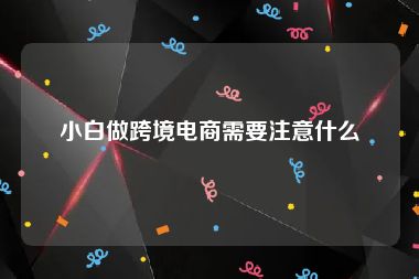 小白做跨境电商需要注意什么