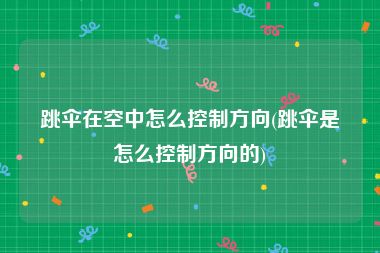 跳伞在空中怎么控制方向(跳伞是怎么控制方向的)