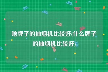 啥牌子的抽烟机比较好(什么牌子的抽烟机比较好)