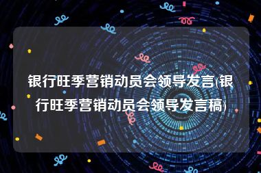 银行旺季营销动员会领导发言(银行旺季营销动员会领导发言稿)