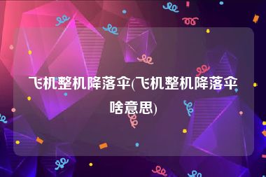 飞机整机降落伞(飞机整机降落伞啥意思)