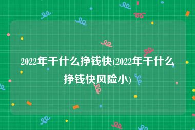 2022年干什么挣钱快(2022年干什么挣钱快风险小)