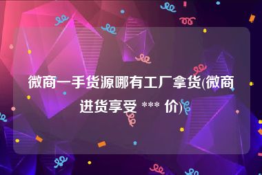 微商一手货源哪有工厂拿货(微商进货享受 *** 价)