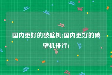 国内更好的破壁机(国内更好的破壁机排行)