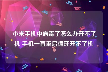 小米手机中病毒了怎么办开不了机 手机一直重启循环开不了机