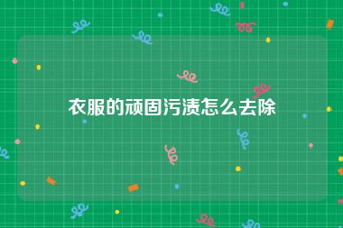 衣服的顽固污渍怎么去除