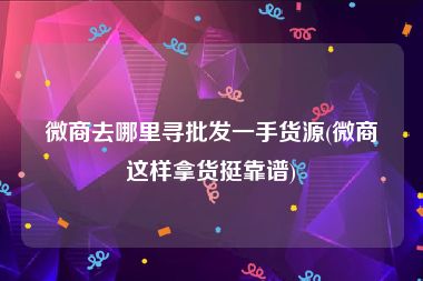 微商去哪里寻批发一手货源(微商这样拿货挺靠谱)