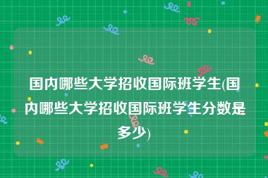 国内哪些大学招收国际班学生(国内哪些大学招收国际班学生分数是多少)