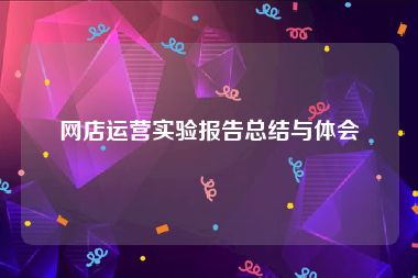 网店运营实验报告总结与体会