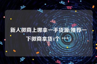 新人微商上哪拿一手货源(推荐一下微商拿货4个 *** )
