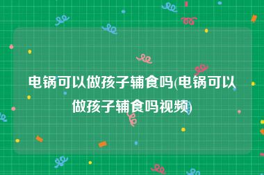 电锅可以做孩子辅食吗(电锅可以做孩子辅食吗视频)