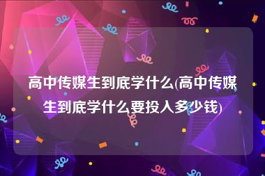 高中传媒生到底学什么(高中传媒生到底学什么要投入多少钱)