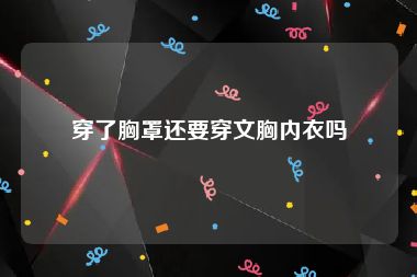 穿了胸罩还要穿文胸内衣吗