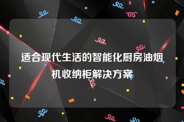 适合现代生活的智能化厨房油烟机收纳柜解决方案
