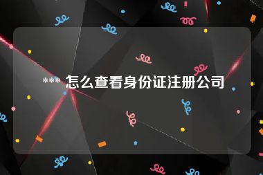  *** 怎么查看身份证注册公司