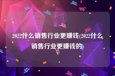 2022什么销售行业更赚钱(2022什么销售行业更赚钱的)