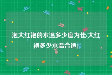 泡大红袍的水温多少度为佳(大红袍多少水温合适)