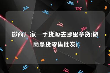 微商厂家一手货源去哪里拿货(微商拿货零售批发)