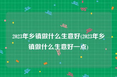 2023年乡镇做什么生意好(2023年乡镇做什么生意好一点)
