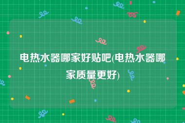 电热水器哪家好贴吧(电热水器哪家质量更好)