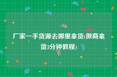 厂家一手货源去哪里拿货(微商拿货3分钟教程)