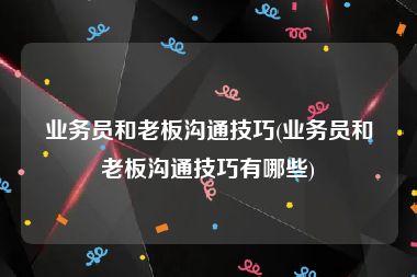 业务员和老板沟通技巧(业务员和老板沟通技巧有哪些)