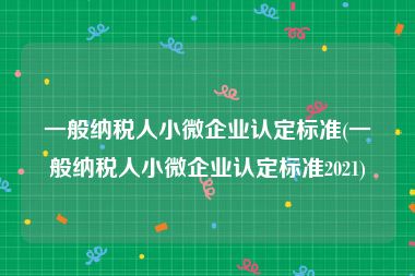 一般纳税人小微企业认定标准(一般纳税人小微企业认定标准2021)