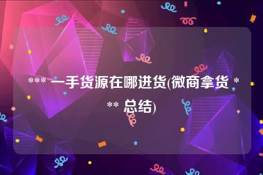  *** 一手货源在哪进货(微商拿货 *** 总结)