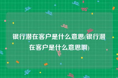 银行潜在客户是什么意思(银行潜在客户是什么意思啊)